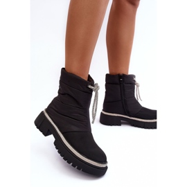 PS1 Bottes de neige noires à talons plats décorées Plotia le noir 7