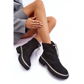 PS1 Bottes de neige noires à talons plats décorées Plotia le noir 1