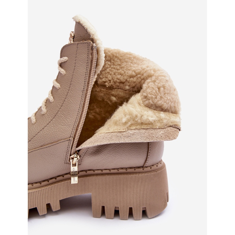 Bottes en cuir pour femmes Beige Lemar Vergo 1