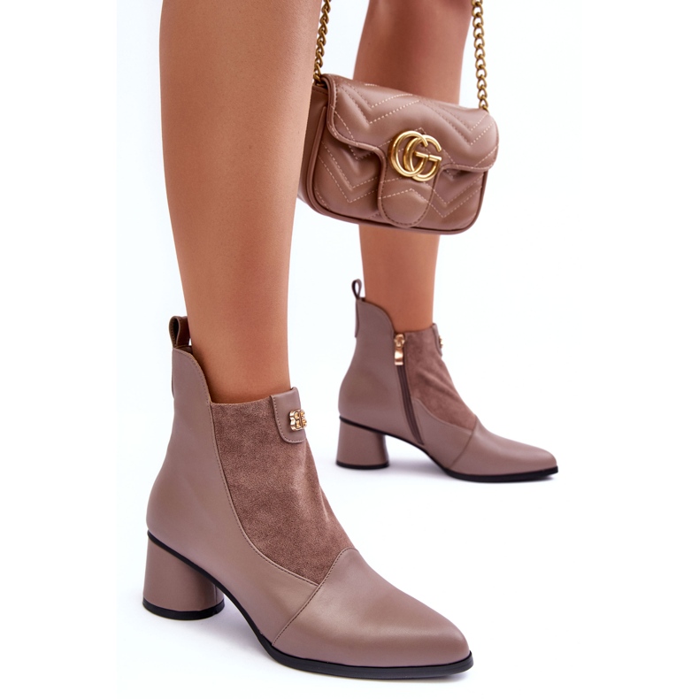 Bottes à Talons Hauts en Cuir S.Barski MR870-96 Beige 1