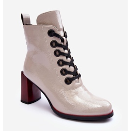 Bottines à Lacets Vernies S.Barski MR870-15 Gris Clair 2 Bottines à Lacets Vernies S.Barski MR870-15 Gris Clair 2