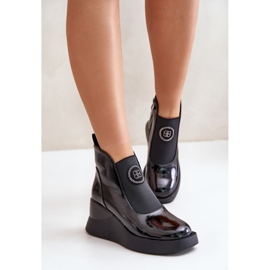 Bottines compensées en cuir S.Barski MR870-22 Noir 2