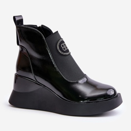 Bottines compensées en cuir S.Barski MR870-22 Noir 1