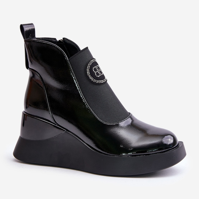 Bottines compensées en cuir S.Barski MR870-22 Noir le noir 1