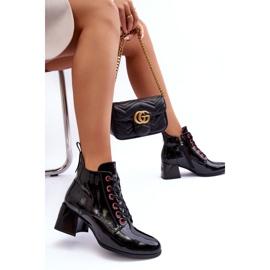 Bottines Basses Lacées Vernies S.Barski MR870-66 Noir 2