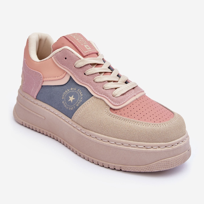Chaussures de sport pour femmes Big Star MM274233 rose et beige 2