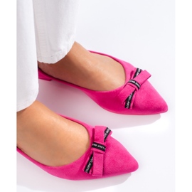 Ballerines en daim à nœud Shelovet rose 2