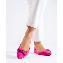 Ballerines en daim à nœud Shelovet rose 3