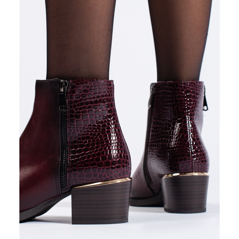 Bottines à talons hauts bordeaux de Vinceza rouge 1