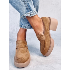 Mocassins à talons Coniff Camel brun 3