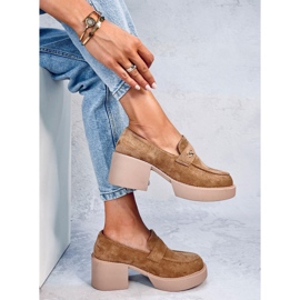 Mocassins à talons Coniff Camel brun 5