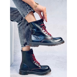 Bottines à lacets avec fil coloré Stuff Blackred le noir 3