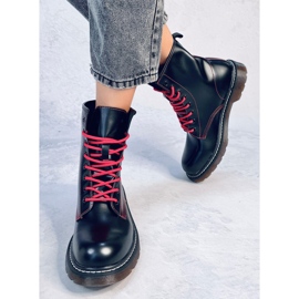Bottines à lacets avec fil coloré Stuff Blackred le noir 4