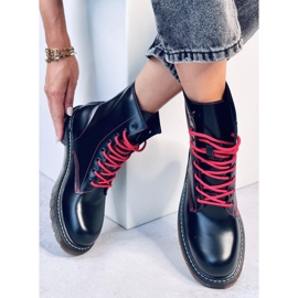 Bottines à lacets avec fil coloré Stuff Blackred le noir 5