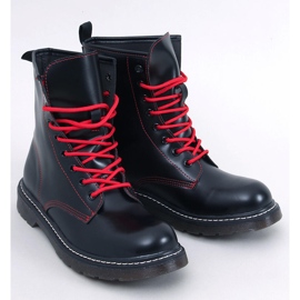 Bottines à lacets avec fil coloré Stuff Blackred le noir 1