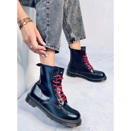 Bottines à lacets avec fil coloré Stuff Blackred le noir 2