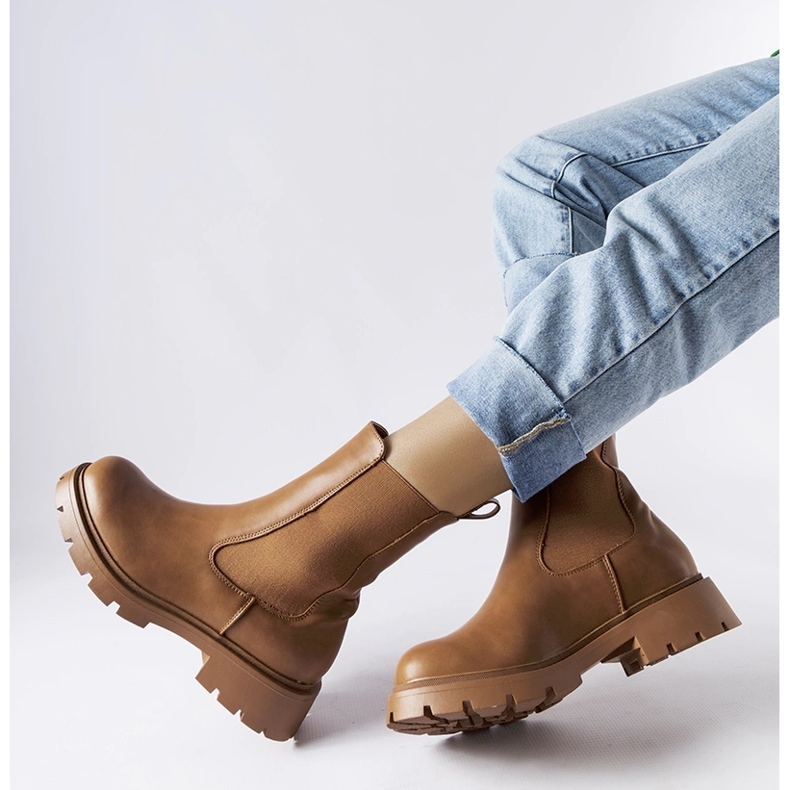 Bottines Chelsea hautes à enfiler marron de Verones brun 1