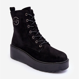 Vinceza Bottines Worker En Daim Sur Plateforme Massive Compensée Noir Lavica 2