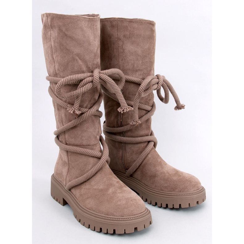 Boots en daim avec cordon Spicer Khaki beige 1
