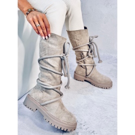 Spicer Boots en daim beige avec cordon 4