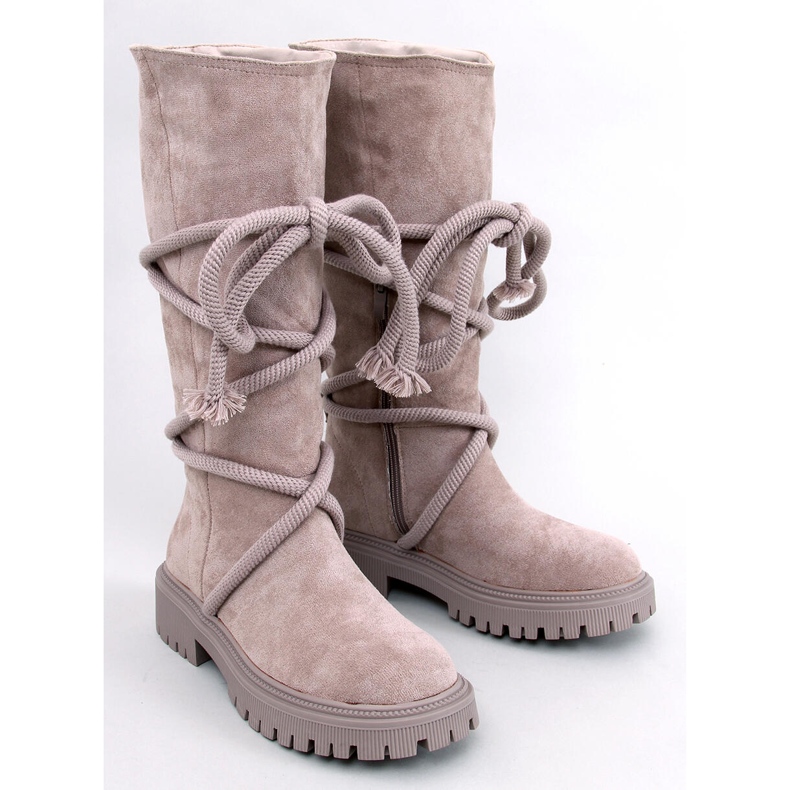 Spicer Boots en daim beige avec cordon 1