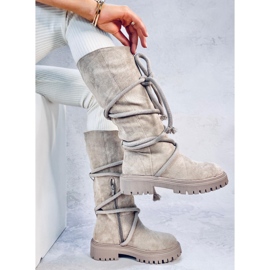 Spicer Boots en daim beige avec cordon 5