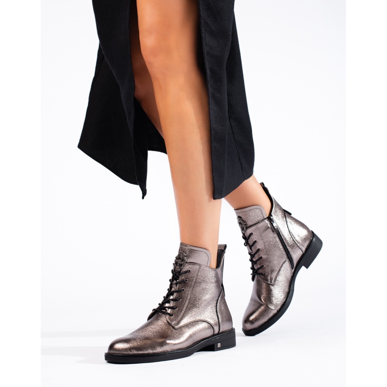 W. Potocki Bottines plates argentées Potocki brun 1