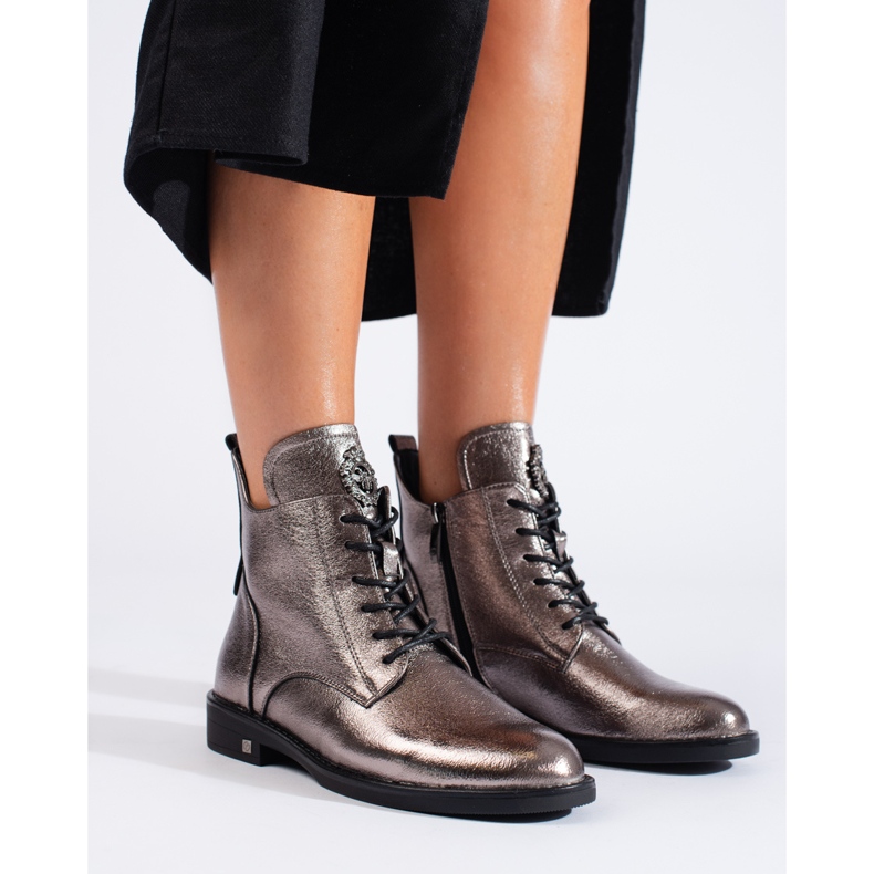 W. Potocki Bottines plates argentées Potocki brun 2
