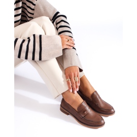 Mocassins femme à petit talon Shelovet marron brun 1