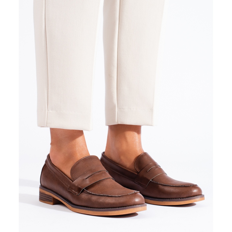 Mocassins femme à petit talon Shelovet marron brun 2