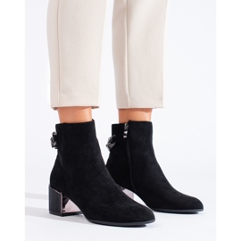 Bottines femme en daim noir avec un élégant talon Shelovet le noir 3