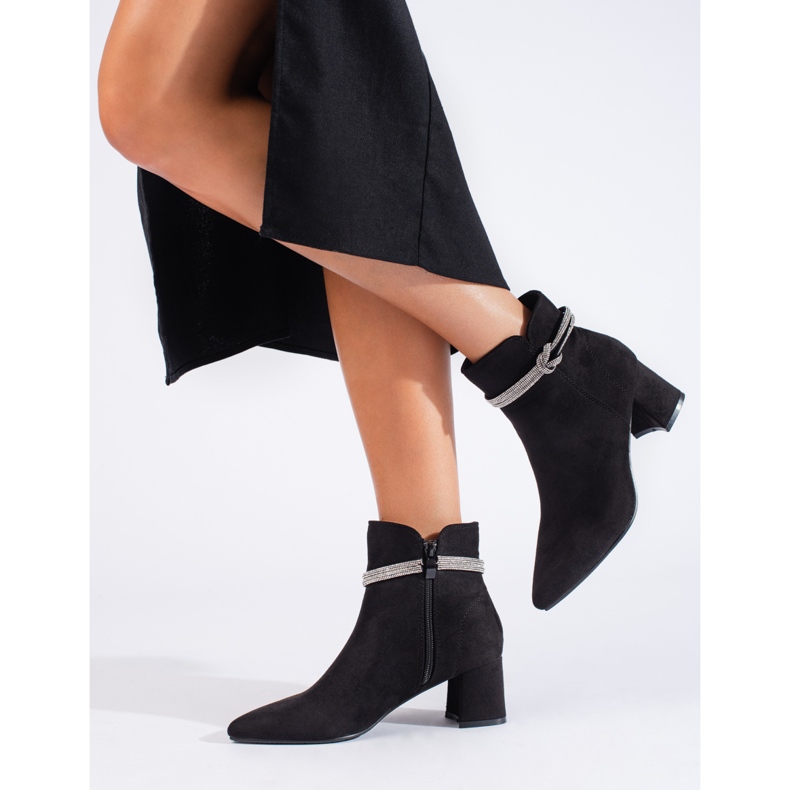 Bottines femme classiques en daim noir Shelovet le noir 1