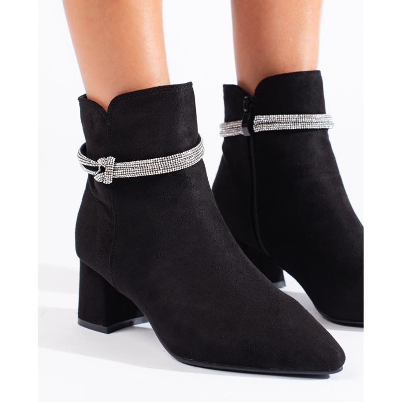 Bottines femme classiques en daim noir Shelovet le noir 2