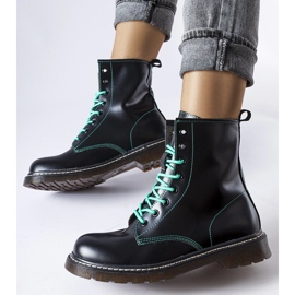 Inna Bottines noires avec fil Rocco vert décoratif le noir 1