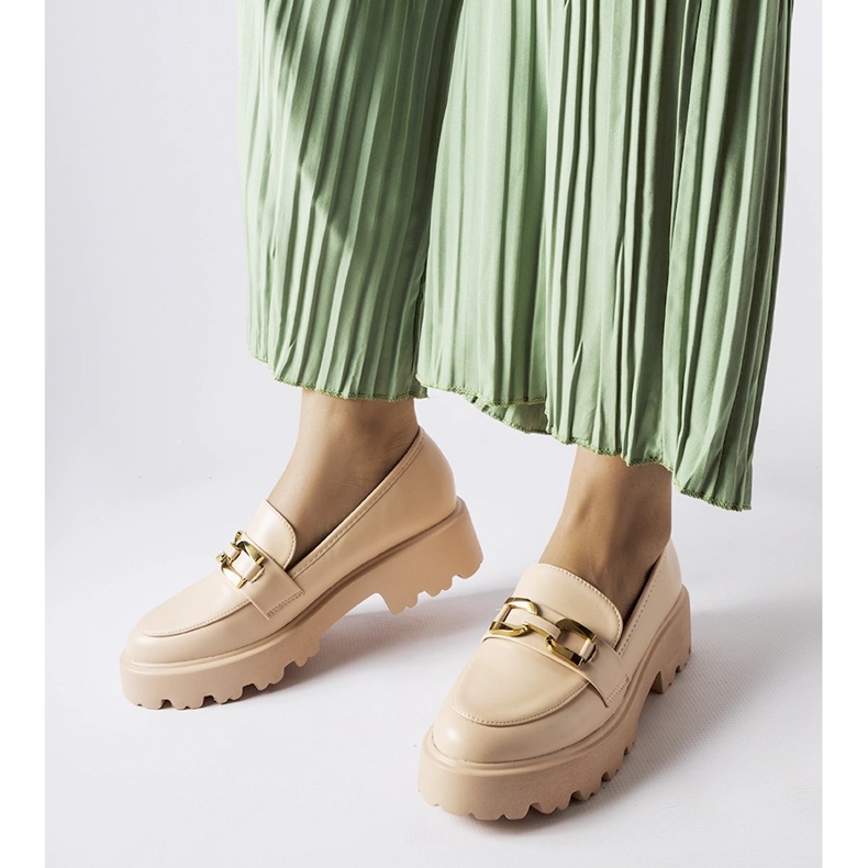 Inna Mocassins femme beige ornés d'une boucle Piazzo 1 Inna Mocassins femme beige ornés d'une boucle Piazzo 1