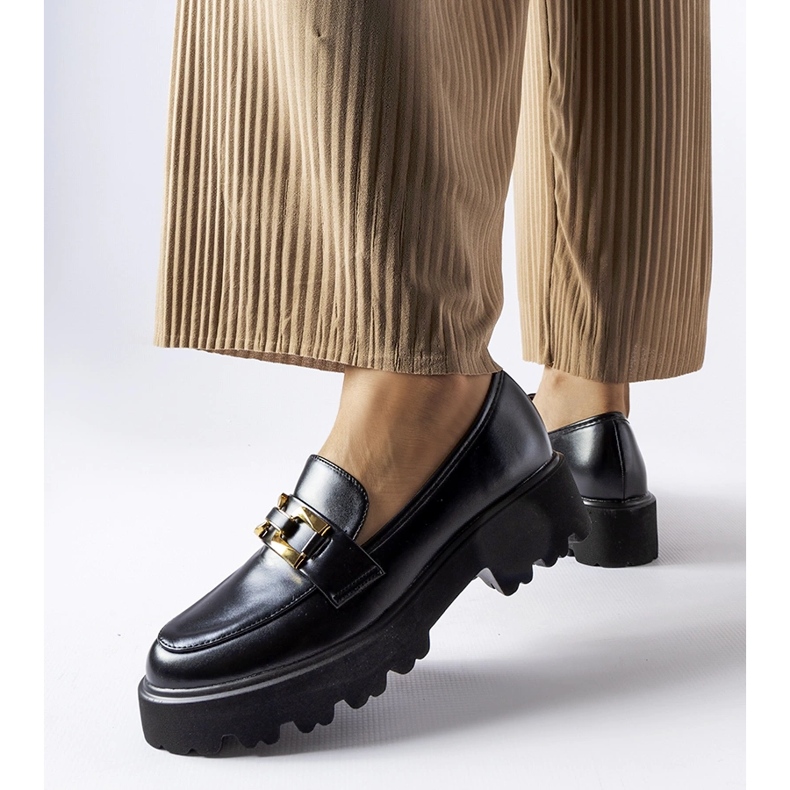 Inna Mocassins femme noirs ornés d'une boucle Piazzo le noir 1