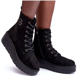Vinceza Bottines Worker En Daim Sur Plateforme Massive Compensée Noir Lavica le noir 10