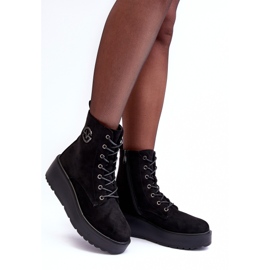 Vinceza Bottines Worker En Daim Sur Plateforme Massive Compensée Noir Lavica le noir 4