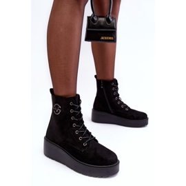 Vinceza Bottines Worker En Daim Sur Plateforme Massive Compensée Noir Lavica le noir 7