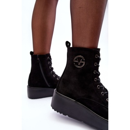 Vinceza Bottines Worker En Daim Sur Plateforme Massive Compensée Noir Lavica 1