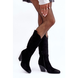 Bottes cowboy en daim noir à talons hauts Tortana le noir 5