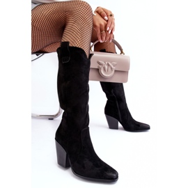 Bottes cowboy en daim noir à talons hauts Tortana le noir 6