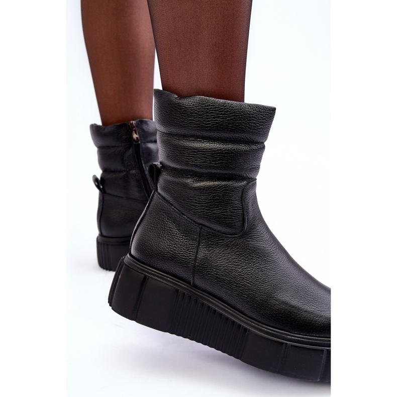 Lemar Suam Bottes à plateforme en cuir pour femme Noir 1