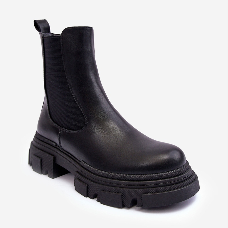 PS1 Bottines Chelsea en cuir Solita noires à talons plats et plateforme le noir 2