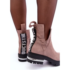 PS1 Bottines En Daim Sur Talon Plat Avec Découpes, Lamedella Beige Foncé 6