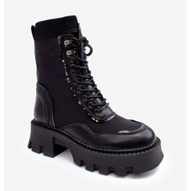 PS1 Bottes de travail en cuir à lacets pour femmes noires Seloma le noir 1