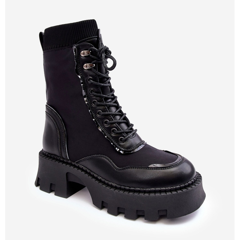 PS1 Bottes de travail en cuir à lacets pour femmes noires Seloma le noir 1