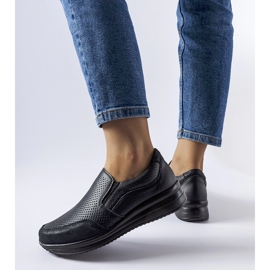 Baskets compensées Rhéaume ajourées noires le noir 2