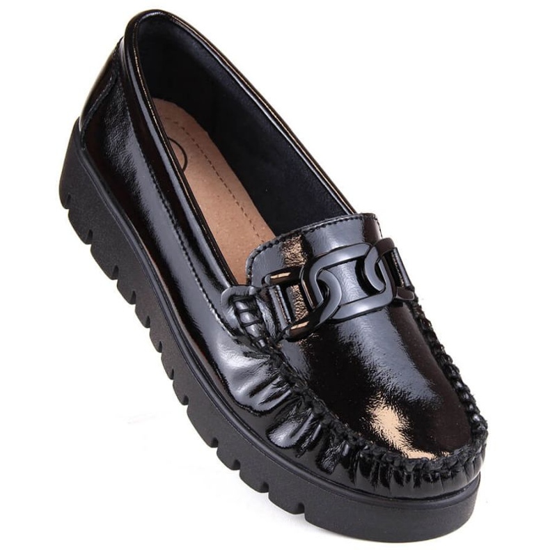 Vinceza Filippo W PAW314D mocassins plateforme en cuir verni, noir le noir 1