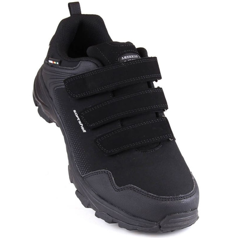 American Club M AM932 chaussures de sport softshell avec velcro, noires 1